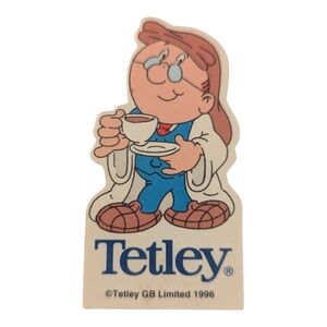 Vintage 1996 Tetley Tea Guy Refrigerator Soft Plastic Fridge Magnet 2.75"